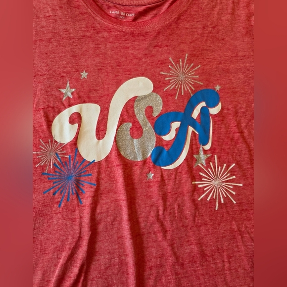 Lane Bryant Size 26/28 Patriotic USA Casual Tee Shirt Short Sleeve - Picture 3 of 8